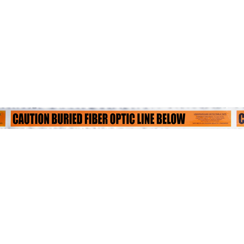 CAUTION BURIED FIBER LINE BELOW Orange/Black Detectable Underground Utility Marking Warning Roll Tape (1,000 ft)) - Price per Roll