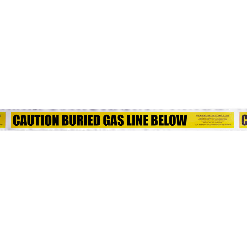 CAUTION BURIED GAS LINE BELOW Yellow/Black Detectable Underground Utility Marking Warning Roll Tape (1,000 ft)) - Price per Roll