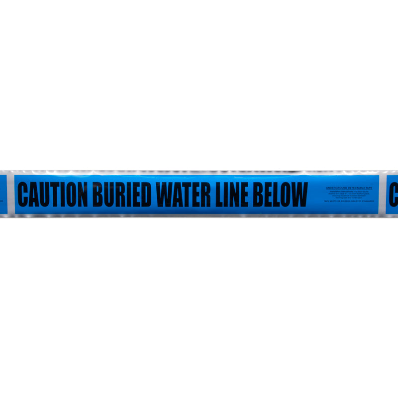 CAUTION BURIED WATER LINE BELOW Blue/Black Detectable Underground Utility Marking Warning Roll Tape (1,000 ft) - Price per Roll