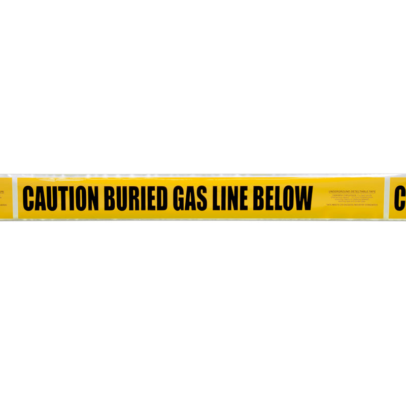 CAUTION BURIED GAS LINE BELOW Yellow/Black Detectable Underground Utility Marking Warning Roll Tape (1,000 ft)) - Price per Roll
