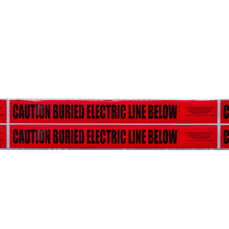 CAUTION BURIED ELECTRIC LINE BELOW Red/Black Detectable Underground Utility Marking Warning Roll Tape (1,000 ft)) - Price per Roll