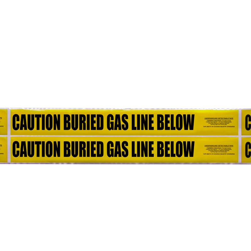 CAUTION BURIED GAS LINE BELOW Yellow/Black Detectable Underground Utility Marking Warning Roll Tape (1,000 ft)) - Price per Roll