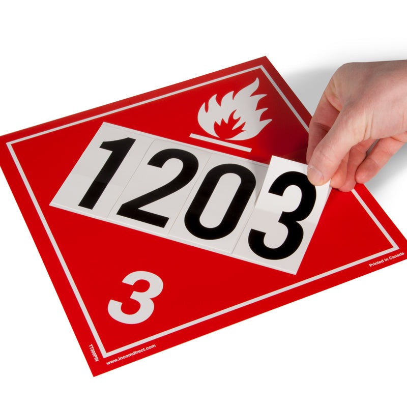 Black Print Numbers on White Adhesive VynMark™ for UN Placard Numbering (50 /pkg)
