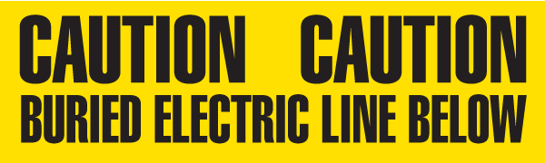 CAUTION BURIED ELECTRIC LINE BELOW Yellow/Black Underground Utility Marking Warning Roll Tape (1,000 ft) - Price per Roll