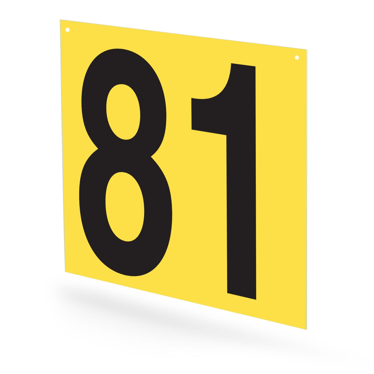 WM22PK81Y Heavy Duty Warehouse Aisle Location Signs (22 in x 22 in) Consecutively Numbered (10 /pkg) Numbers 81-90 Yellow