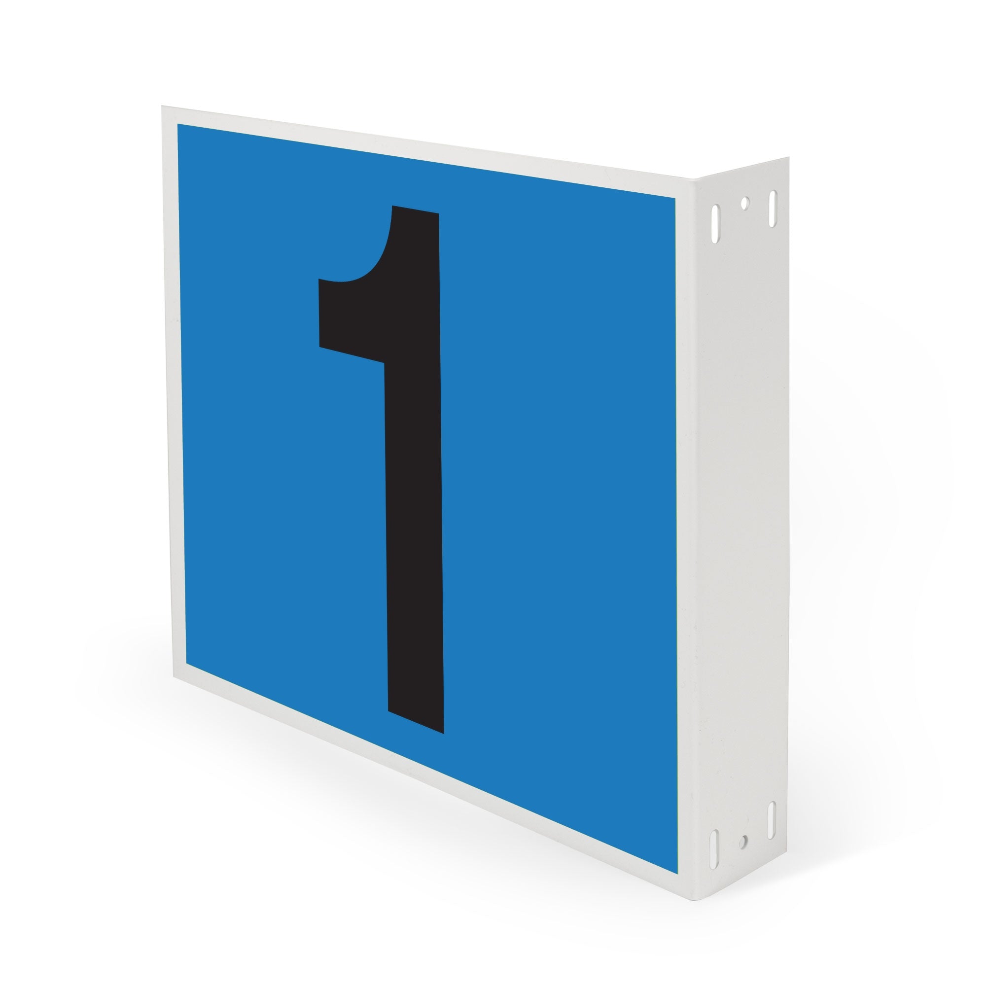 WML10PK01B Heavy Duty Warehouse Aisle Location Signs (12 in x 10 in) Consecutively Numbered with L-Bend Printed Both Sides (10 /pkg) Numbers 1-10 Blue