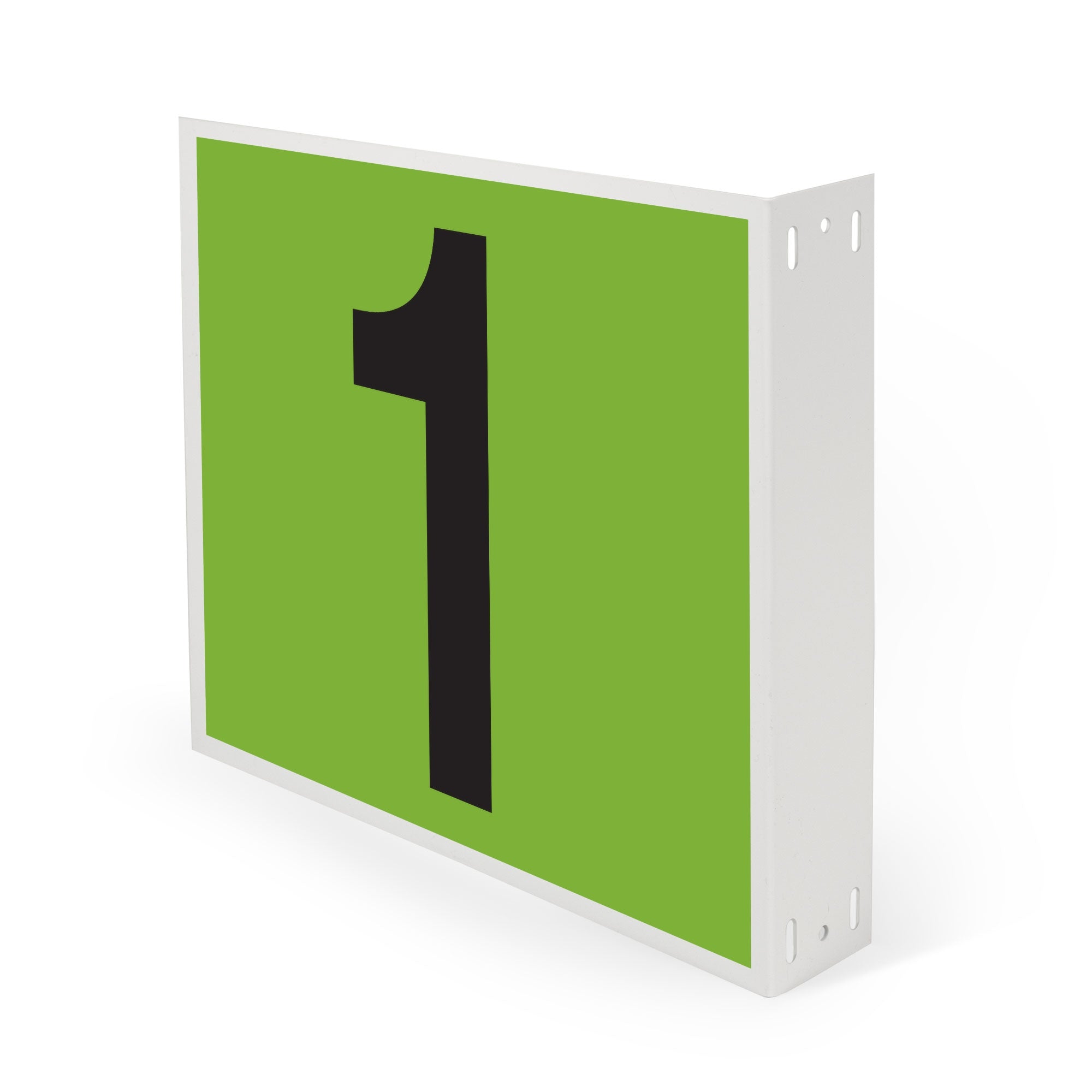 WML10PK01G Heavy Duty Warehouse Aisle Location Signs (12 in x 10 in) Consecutively Numbered with L-Bend Printed Both Sides (10 /pkg) Numbers 1-10 Green