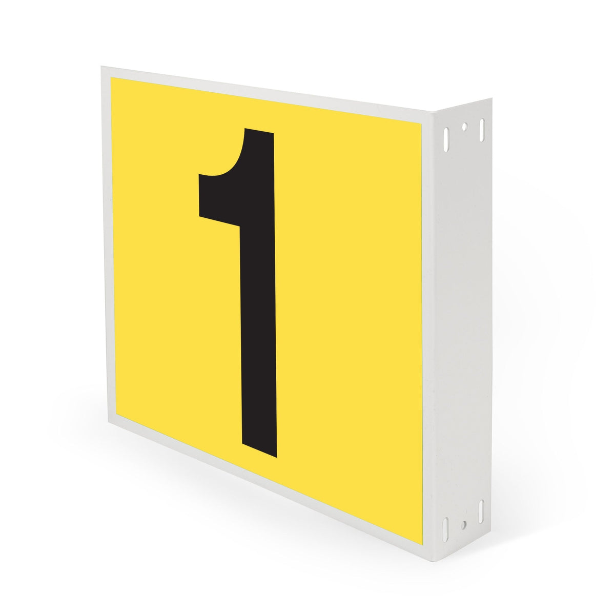 WML10PK01Y Heavy Duty Warehouse Aisle Location Signs (12 in x 10 in) Consecutively Numbered with L-Bend Printed Both Sides (10 /pkg) Numbers 1-10 Yellow