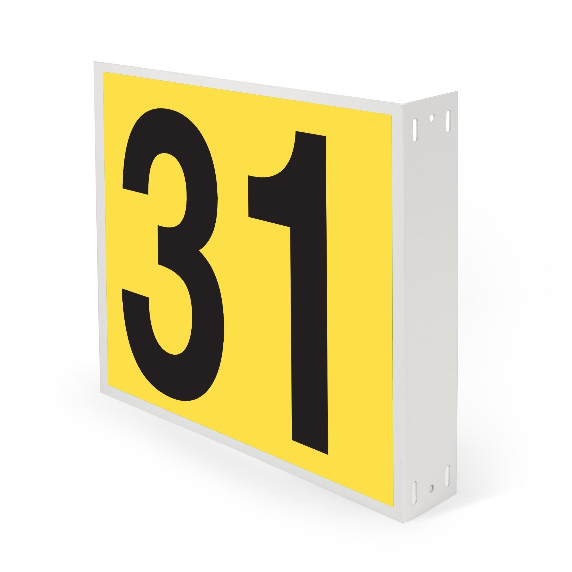 WML10PK31Y Heavy Duty Warehouse Aisle Location Signs (12 in x 10 in) Consecutively Numbered with L-Bend Printed Both Sides (10 /pkg) Numbers 31-40 Yellow