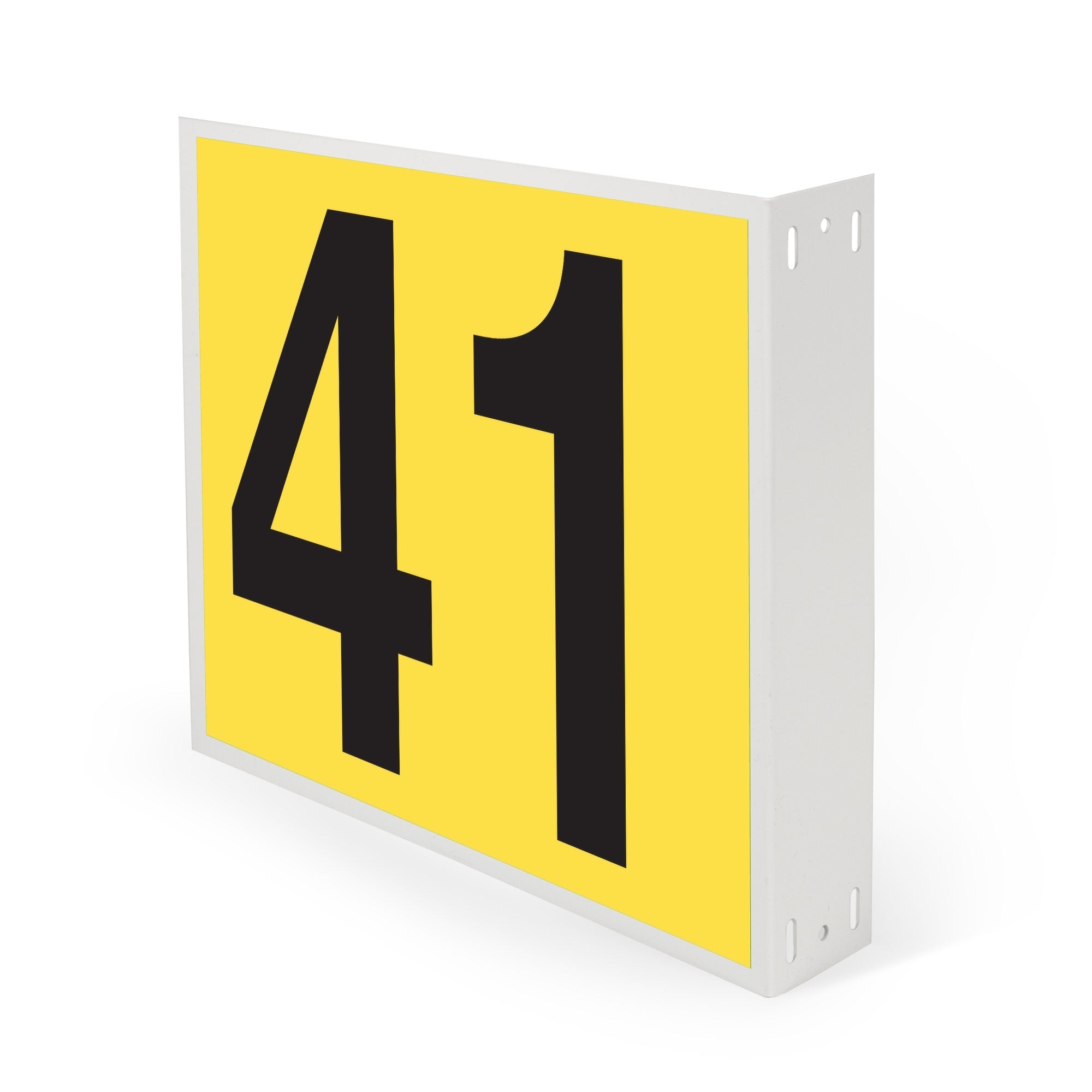 WML10PK41Y Heavy Duty Warehouse Aisle Location Signs (12 in x 10 in) Consecutively Numbered with L-Bend Printed Both Sides (10 /pkg) Numbers 41-50 Yellow
