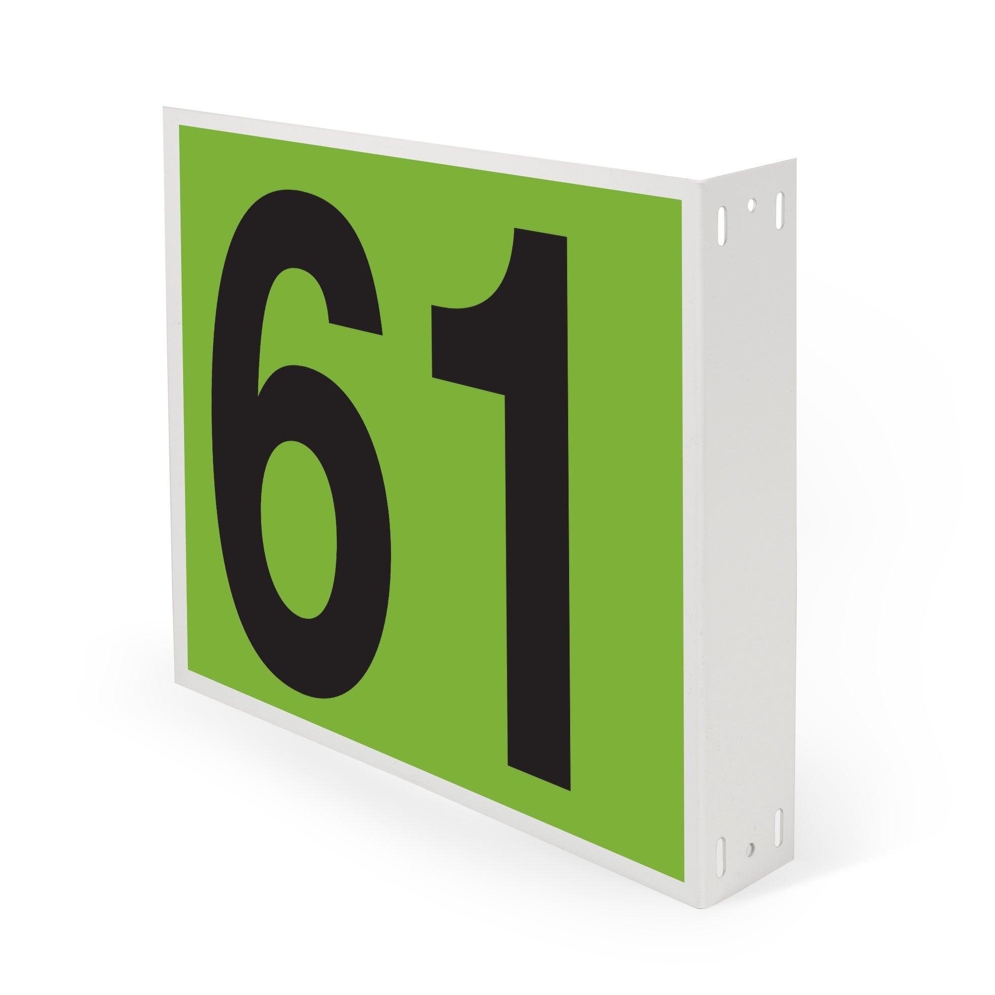 WML10PK61G Heavy Duty Warehouse Aisle Location Signs (12 in x 10 in) Consecutively Numbered with L-Bend Printed Both Sides (10 /pkg) Numbers 61-70 Green