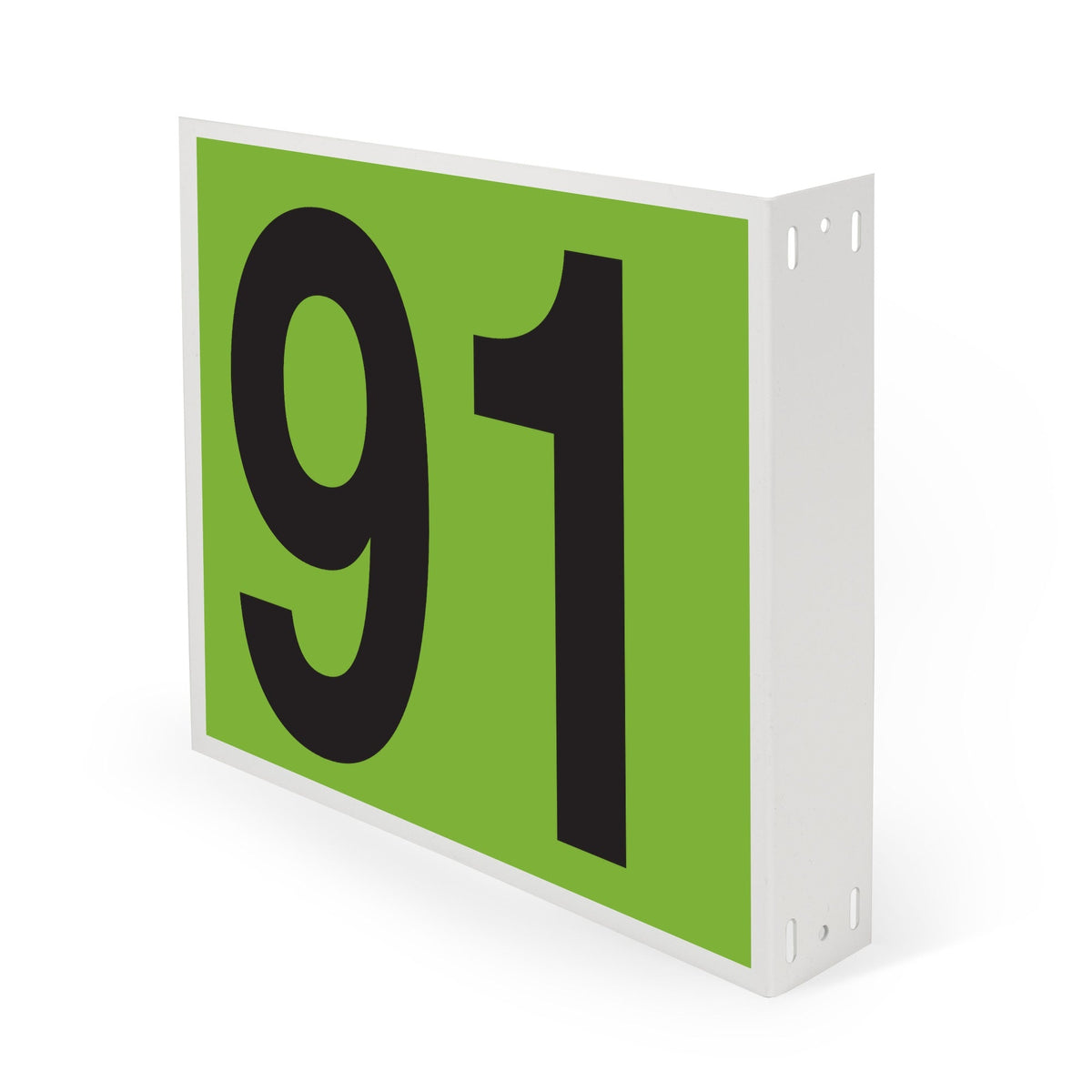 WML10PK91G Heavy Duty Warehouse Aisle Location Signs (12 in x 10 in) Consecutively Numbered with L-Bend Printed Both Sides (10 /pkg) Numbers 91-100 Green
