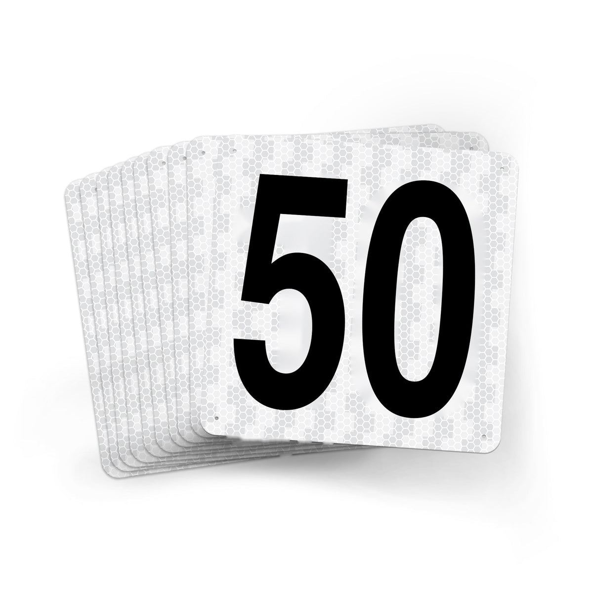 WMR18PK41 Outdoor Prismatic Reflective Aluminum Warehouse Dock Location Signs (18" x 18") Consecutively Numbered (10 /pkg) Numbers 41 - 50