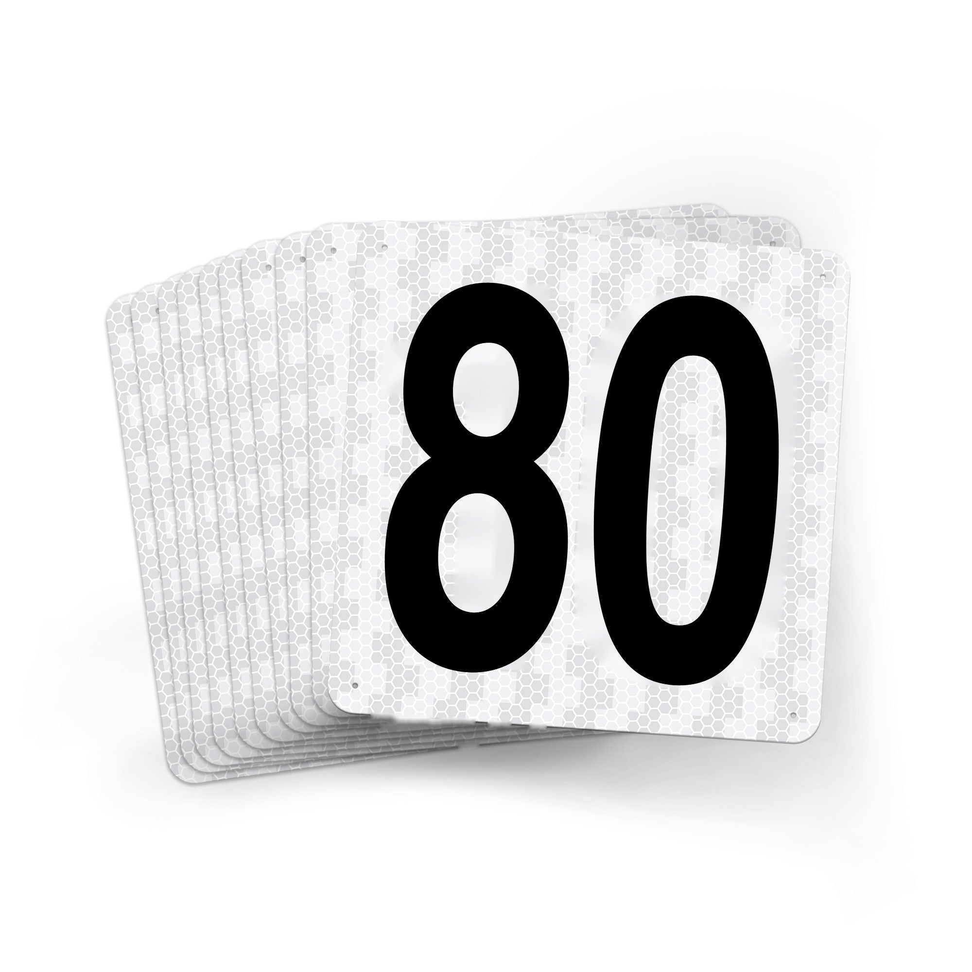 WMR18PK71 Outdoor Prismatic Reflective Aluminum Warehouse Dock Location Signs (18" x 18") Consecutively Numbered (10 /pkg) Numbers 71 - 80