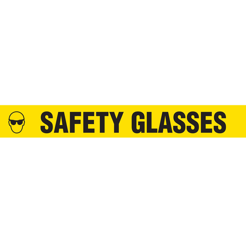 WTP101 SAFETY GLASSES Black on Yellow Printed Safety Message Warehouse Floor Marking Tape (3 in x 54 ft)