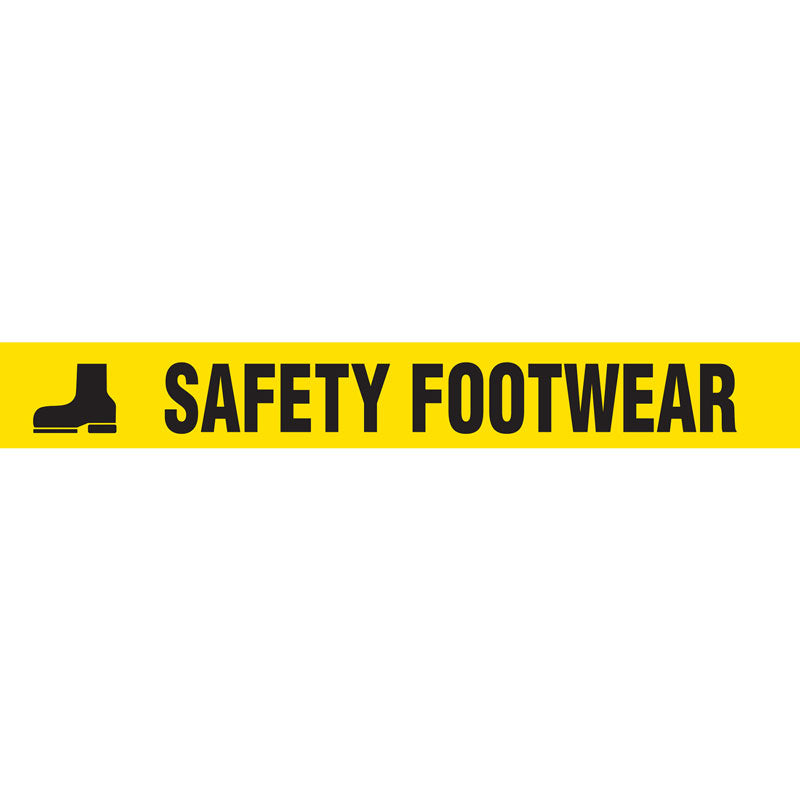 WTP102 SAFETY FOOTWEAR Black on Yellow Printed Safety Message Warehouse Floor Marking Tape (3 in x 54 ft)