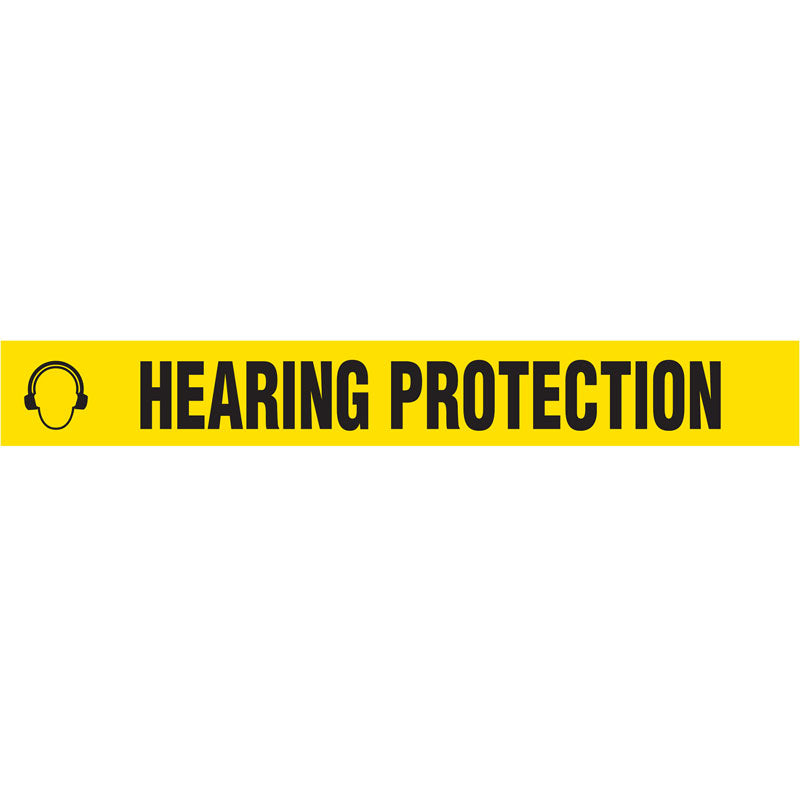 WTP104 HEARING PROTECTION Black on Yellow Printed Safety Message Warehouse Floor Marking Tape (3 in x 54 ft)