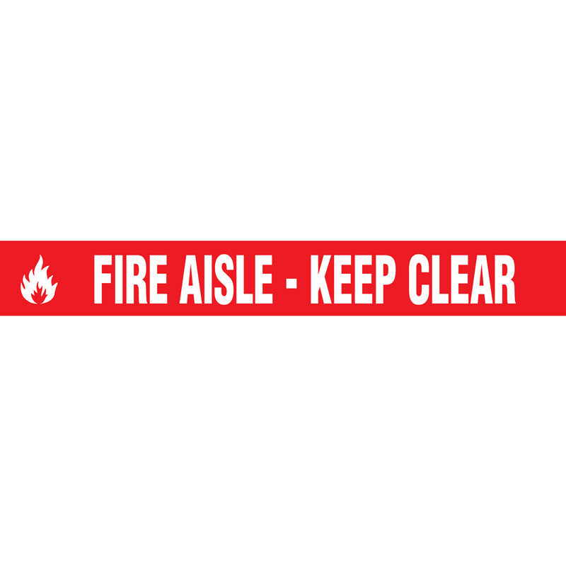 WTP105 FIRE AISLE - KEEP CLEAR White on Red Printed Safety Message Warehouse Floor Marking Tape (3 in x 54 ft)