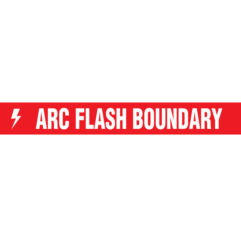 WTP107 ARC FLASH BOUNDARY White on Red Printed Safety Message Warehouse Floor Marking Tape (3 in x 54 ft)