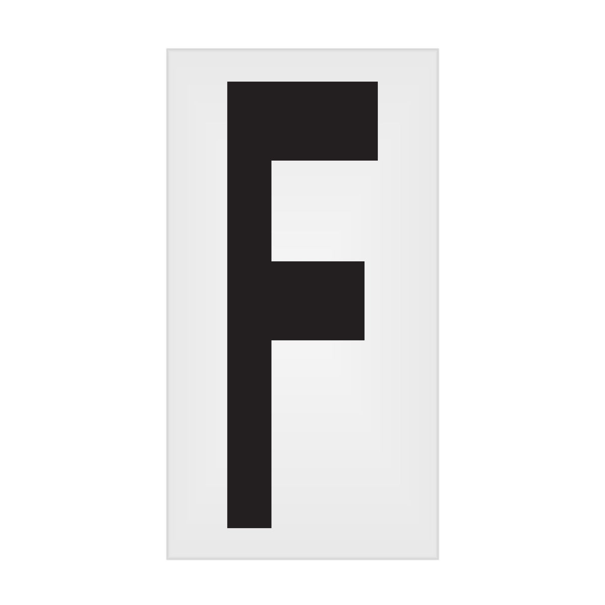 BC035PKF BC035PK -series Butt Cut Black on White Adhesive VynMark® Decal Markers 3.5 Inch High Letters (50 /pkg) Letter F