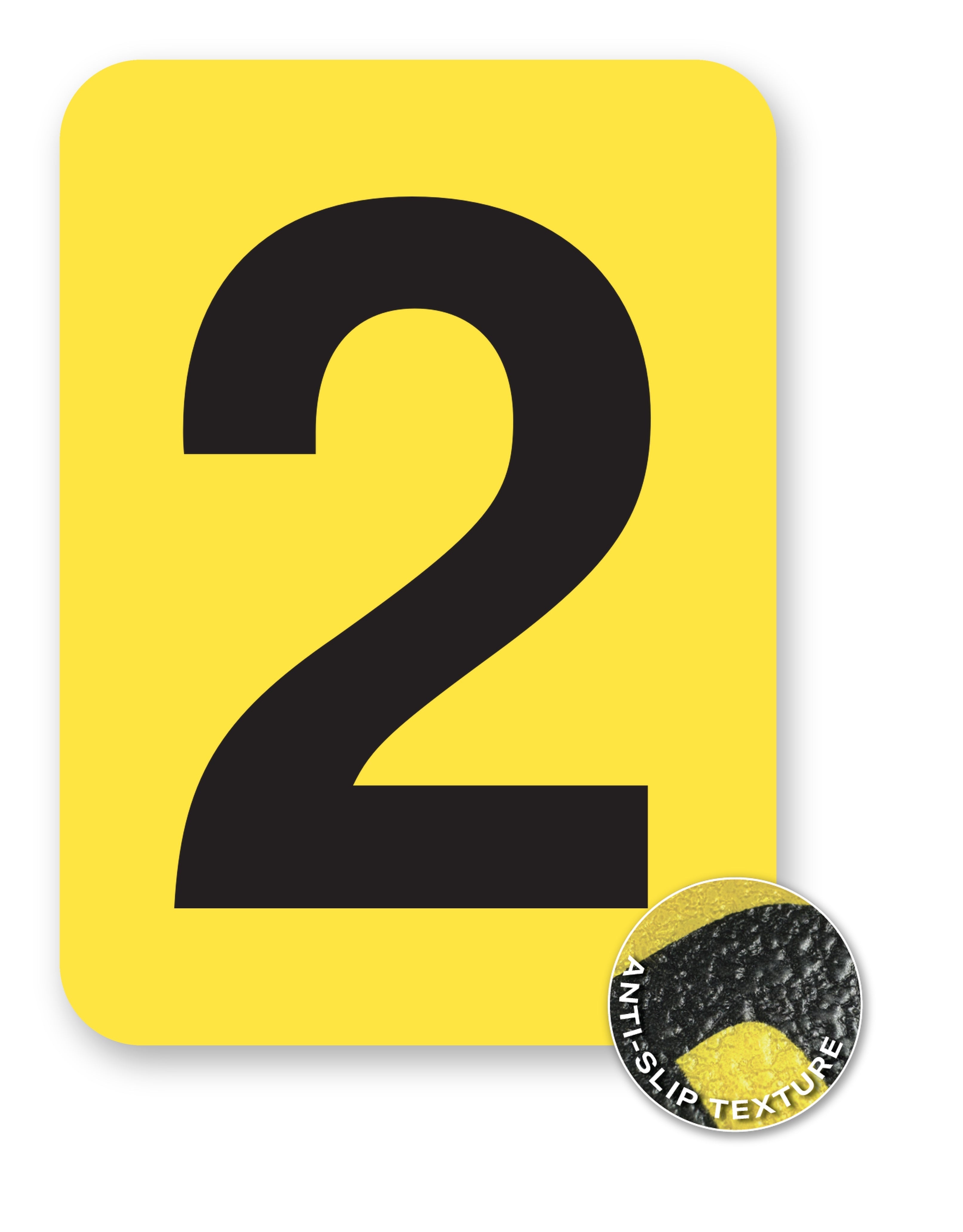 BC08YPK2 BC08YPK-series Single Butt Cut Yellow Inventory Location Floor Markers 8 Inch High Numbers (5 /pkg) Number 2