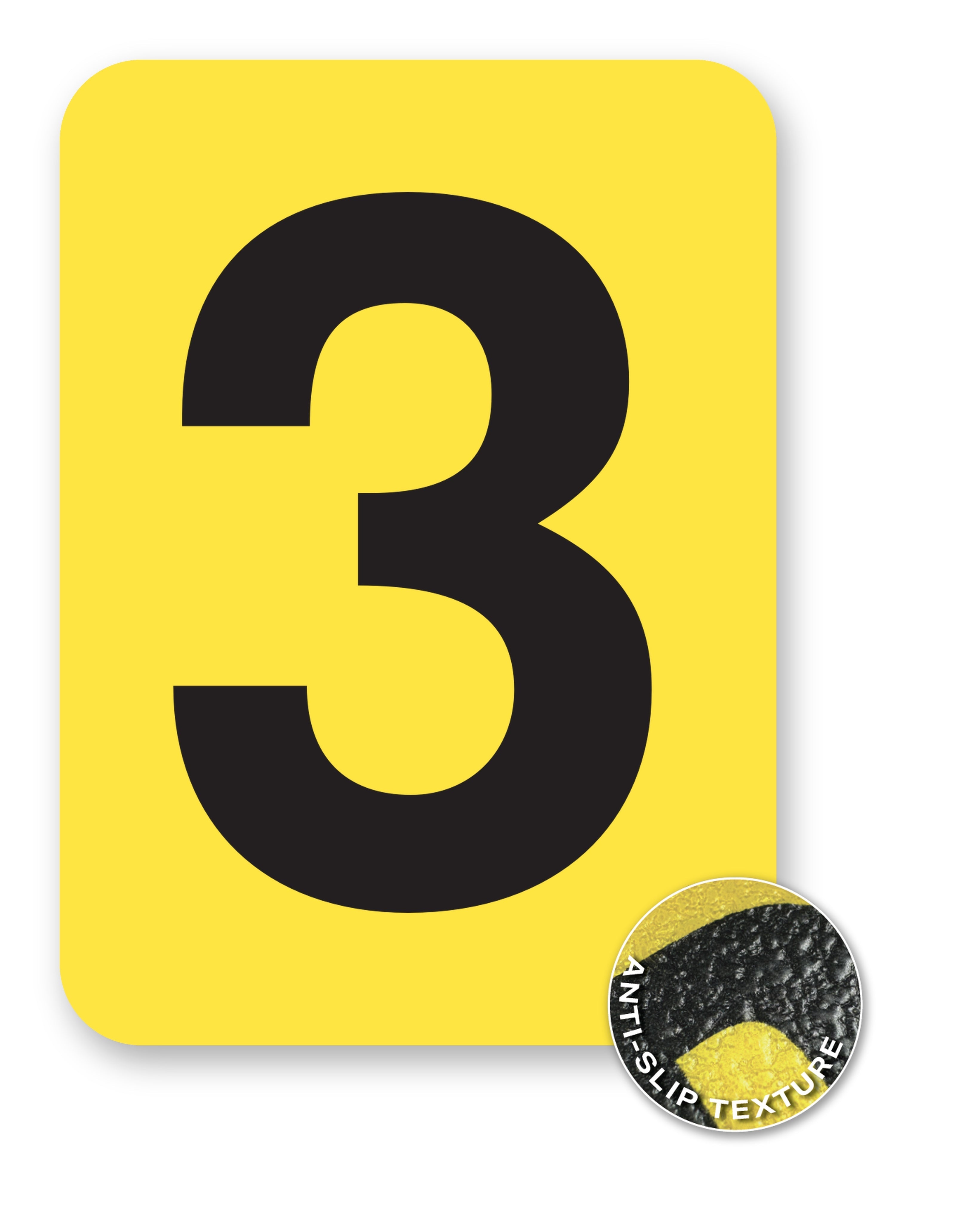 BC08YPK3 BC08YPK-series Single Butt Cut Yellow Inventory Location Floor Markers 8 Inch High Numbers (5 /pkg) Number 3