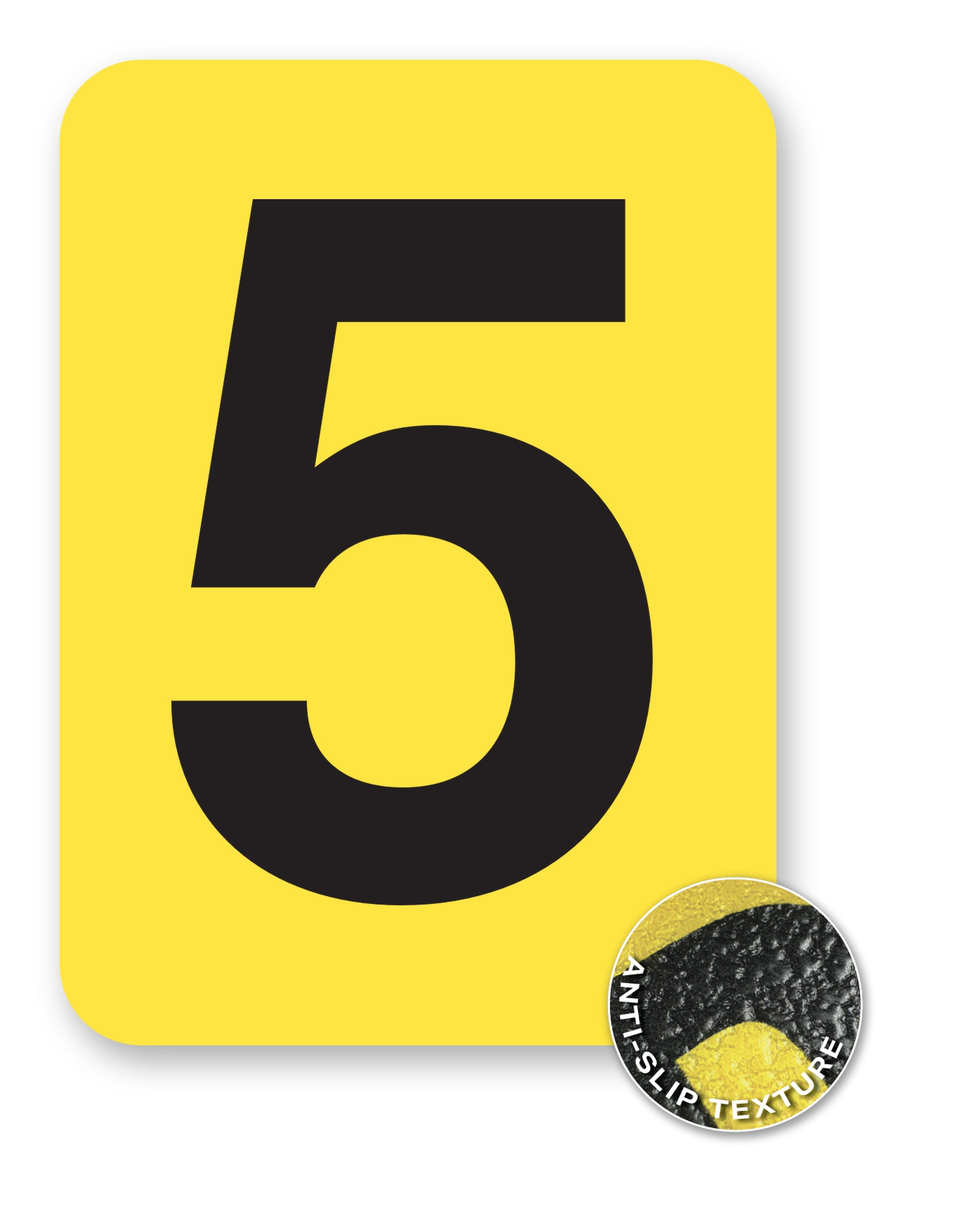 BC08YPK5 BC08YPK-series Single Butt Cut Yellow Inventory Location Floor Markers 8 Inch High Numbers (5 /pkg) Number 5