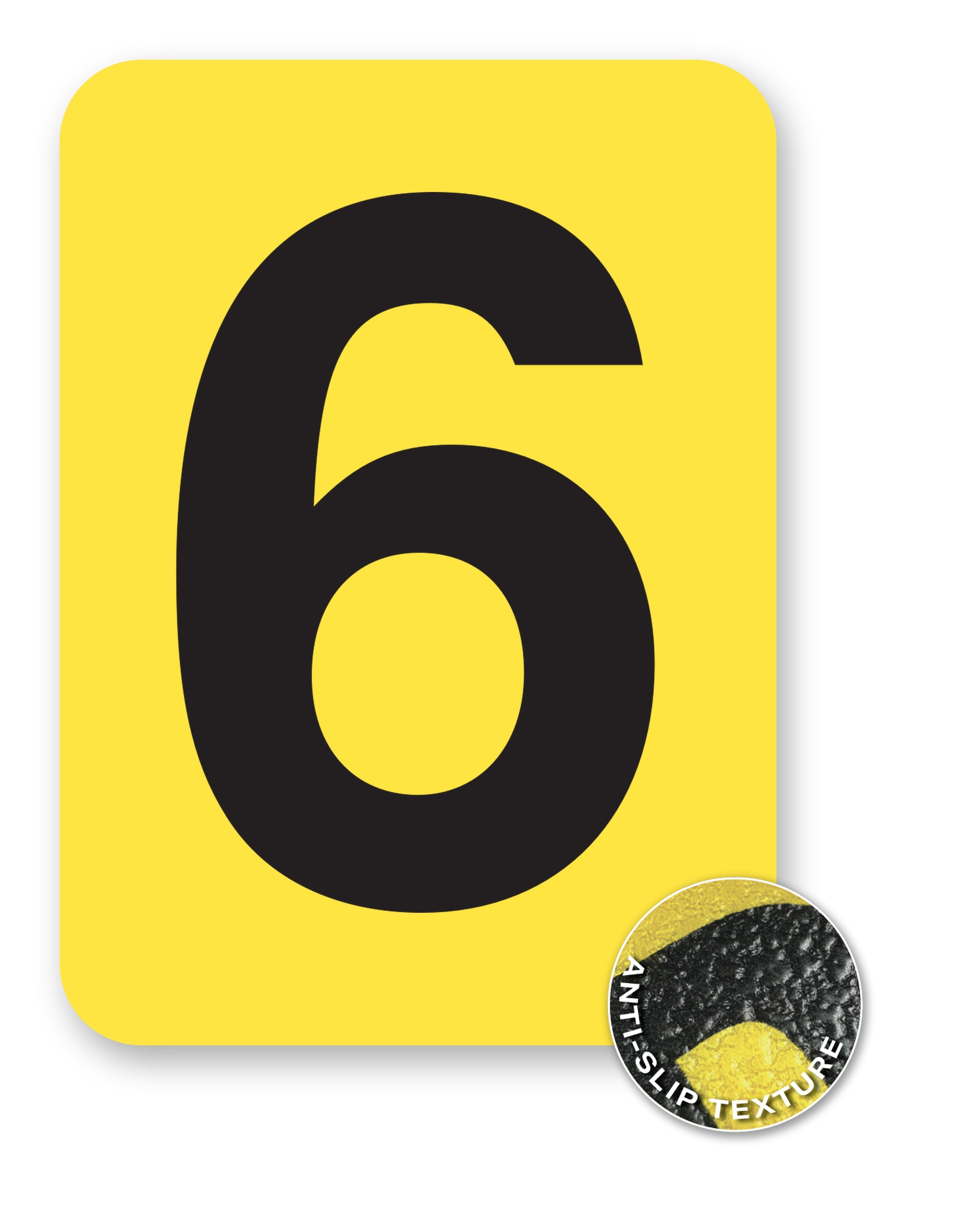BC08YPK6 BC08YPK-series Single Butt Cut Yellow Inventory Location Floor Markers 8 Inch High Numbers (5 /pkg) Number 6