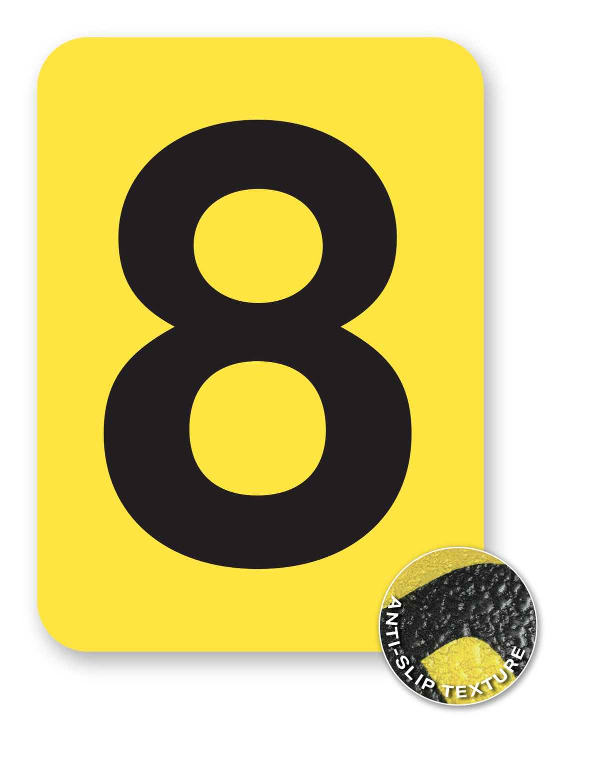 BC08YPK8 BC08YPK-series Single Butt Cut Yellow Inventory Location Floor Markers 8 Inch High Numbers (5 /pkg) Number 8