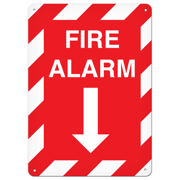 FIRE ALARM with Arrow PrimeGuard® Fire Safety Equipment  Safety Sign (10 in X 14 in)