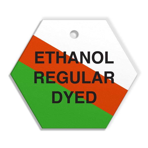FT111 CPPI ETHANOL REGULAR DYED Fuel Identification Tags (2.56" Hexagon) 250 /pkg