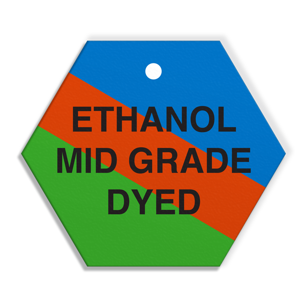 FT113 CPPI ETHANOL MID GRADE DYED Fuel Identification Tags (2.56" Hexagon) 250 /pkg