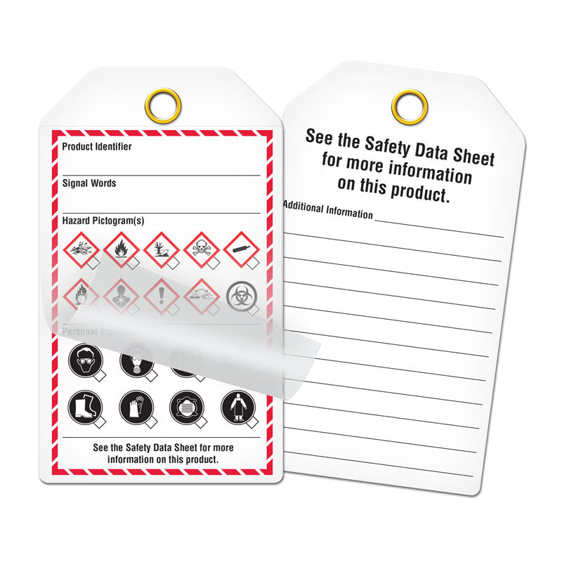GHS1083 GHS Workplace Checklist Template Safety Marking Tags (3.375 in x 5.75 in) 25 /pkg with self-lamination flap