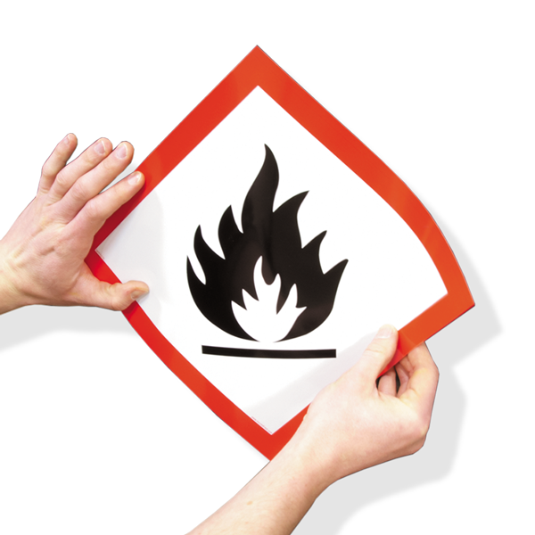 HAZMAT WHMIS GHS Hazard Class Pictogram Symbol Adhesive Placard Decals (10.75 in x 10.75 in)