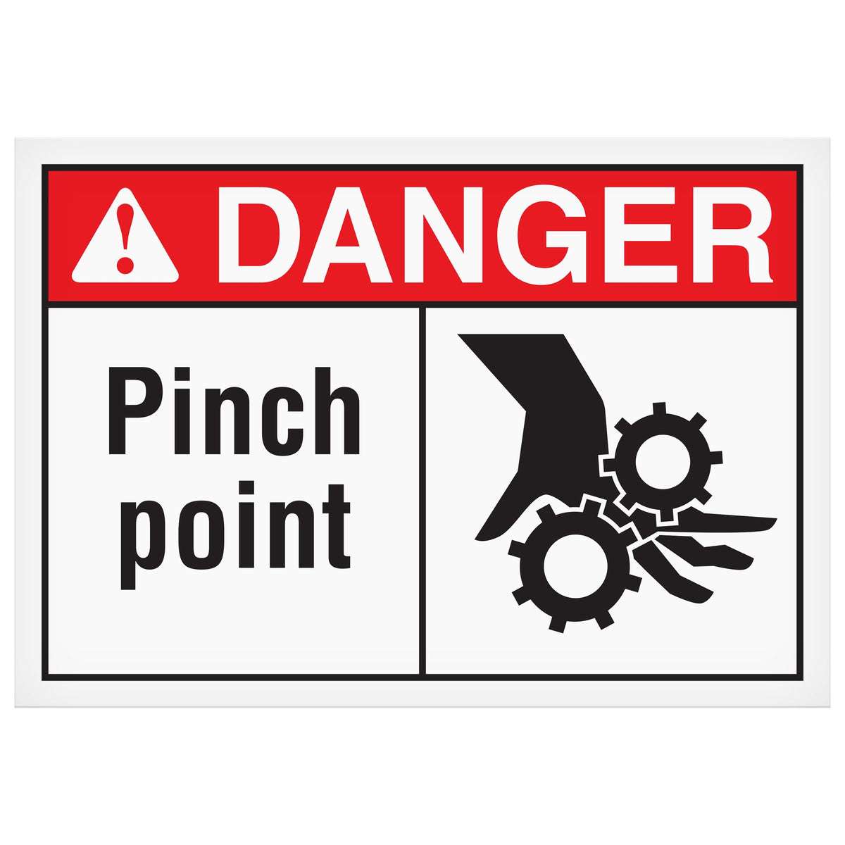 MGD100 DANGER PINCH POINT Machine and Equipment Safety Hazard Warning Laminated Decals (3.5 in x 5") 8 per Sheet