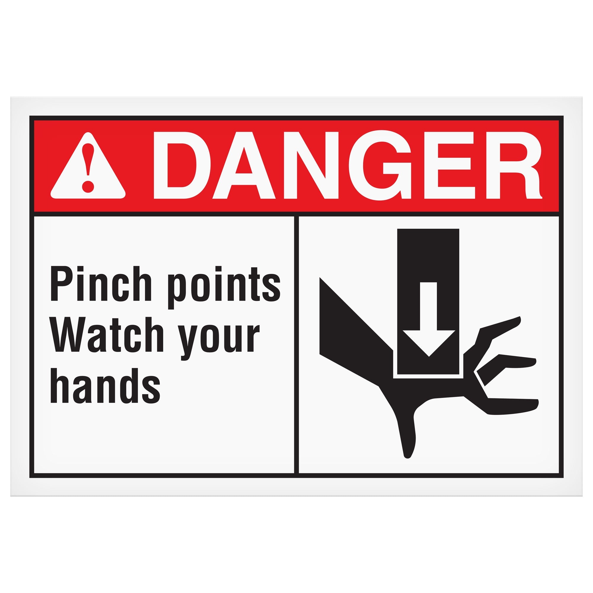 MGD101 DANGER PINCH POINTS WATCH YOUR HANDS Machine and Equipment Safety Hazard Warning Laminated Decals (3.5 in x 5") 8 per Sheet