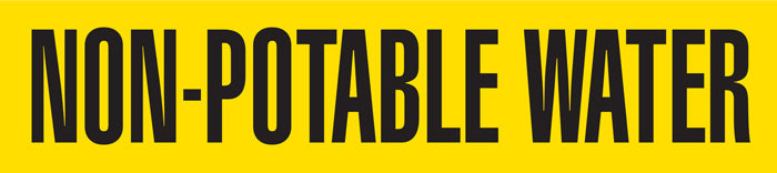 PM1224-series NON-POTABLE WATER Yellow/Black Printed Self- Adhesive Individual Pipe Identification Markers
