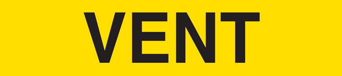 PM1316-series VENT Yellow/Black Printed Self- Adhesive Individual Pipe Identification Markers