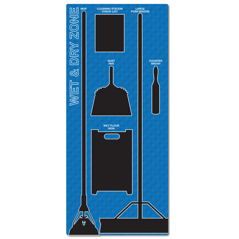 5S Lean Wet and Dry Zone Organizational Shadowboard with Hanging Hardware  (30 in x 68 in)