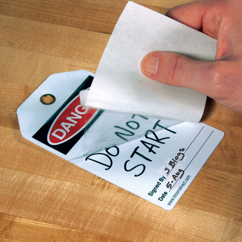 SLM6025 LOCKOUT/TAGOUT  DO NOT OPERATE Lightning Bolt DuraPly™ Tag with DuraLAM™ Self-Laminating Flap (25/pkg)