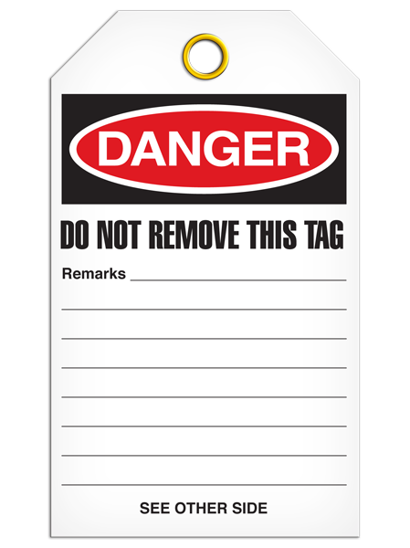 OSHA Header **Blank**  DuraPly™ Tag with DuraLAM™ Self-Laminating Flap (24/pkg)