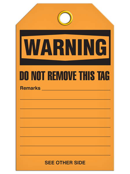 OSHA Header **Blank**  DuraPly™ Tag with DuraLAM™ Self-Laminating Flap (24/pkg)