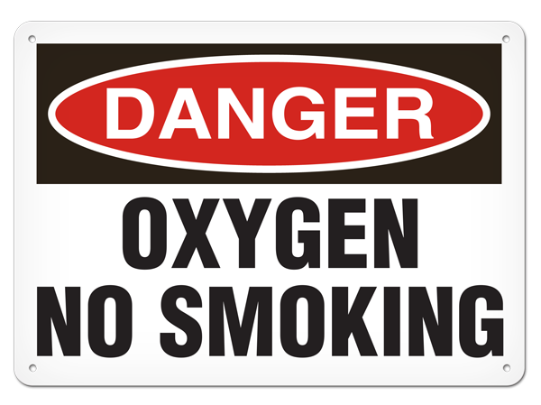 DANGER OXYGEN NO SMOKING PrimeGuard® Traditional OSHA Style Safety Sign 