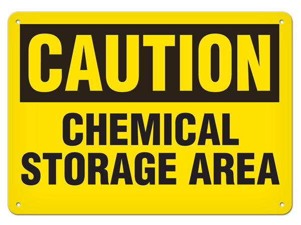 CAUTION CHEMICAL STORAGE AREA PrimeGuard® Traditional OSHA Style Safety Sign 