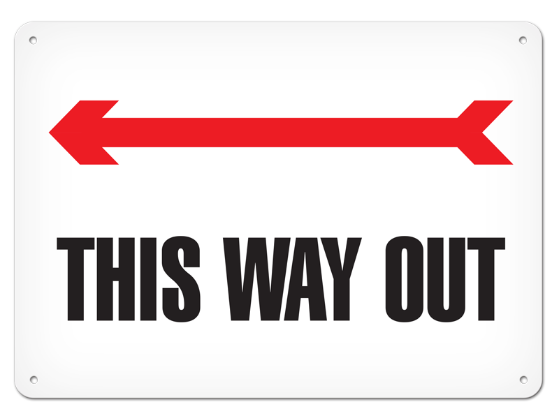 THIS WAY OUT with Left Arrow PrimeGuard® Egress Marking Safety Sign 