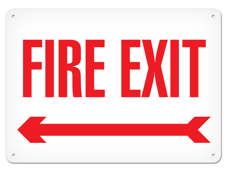 FIRE EXIT with Left Arrow PrimeGuard® Egress Marking Safety Sign (10 in X 14 in) 