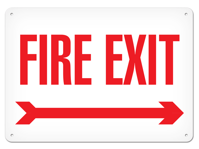 FIRE EXIT with Right Arrow PrimeGuard® Egress Marking Safety Sign (10 in X 14 in) 