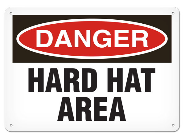 DANGER HARD HAT AREA PrimeGuard® Safety Sign