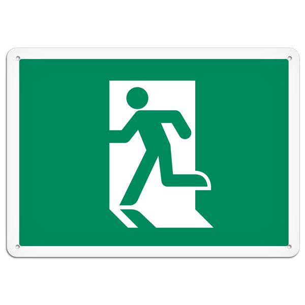 Left Direction Running Man Image PrimeGuard® Egress Marking Safety Sign (10 in X 14 in) 