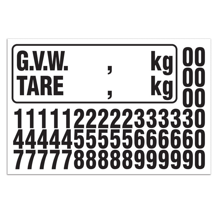 GVW (Gross Vehicle Weight) Truck Numbering Kit